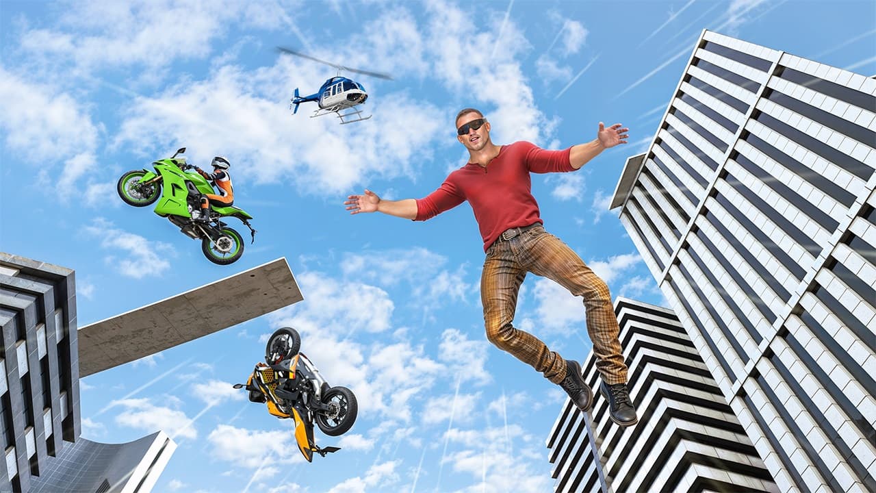 Real Motorbike Super Hero Stunt 3D